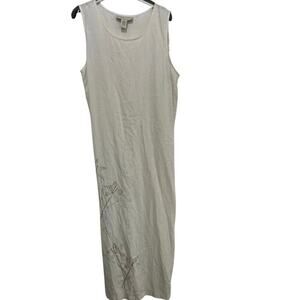 Norton McNaughton Women's Cream Linen Floral Design Maxi Dress Size XL